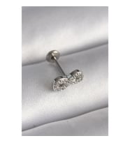 316L Çelik Gümüş Renk Zirkon Taşlı Sonsuzluk Model Tragus Piercing - TJ-PR1345 TG-V 7602