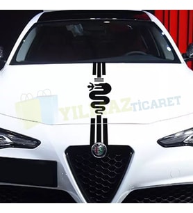 Alfa Romeo Ön Kaput Şerit Oto Sticker Etiket Giulietta 159 156 ( ÖLÇÜ 120 x 30 Cm )