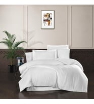 Çift Kişilik 4 Parça Pamuklu Saten, Yumuşak ve Serin Nevresim 200x220, Çarşaf 240x260, 2 Yastık Kılıfı 50x70 cm Beyaz
