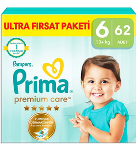 Prima Premium Care Bebek Bezi Beden:6 (13+) Extra Large 62 Adet Ultra Fırsat Pk