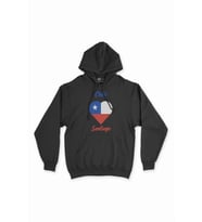 Şili Santiago Bayraklı Kalpli Siyah Sweatshirt Hoodie