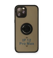 Apple İphone 12 Pro Max Kılıf Montreal Yüzüklü Silikon Kapak - Siyah