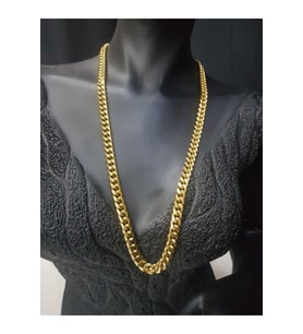 Unisex Vip Çelik Altın Görünümlü 7 Mm Gürmet Model Zincir Kolye