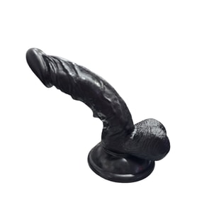 Gerçekçi Testisli Siyah Dildo 16 cm