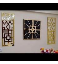 Siyah Kare üzeri Gold Ayna 3 lü set