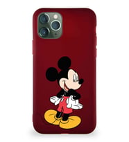 Apple iPhone 11 Pro Soft Premier Kapak Mickey Mouse-D Tasarımlı Silikon Kılıf - Mürdüm (Şeffaf)