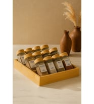 13 Parça Bambu Standlı Cam Baharatlık Seti 120 Ml - 12'li + 1 Standlı Baharatlık Takımı