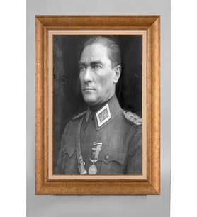 Çerçeveli Paspartulu Atatürk Tablo a52 (Gold)
