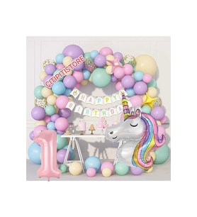 DÜVENCİ TİCARET 1 YAŞ Unicorn Lüks Doğum Günü Parti Seti
