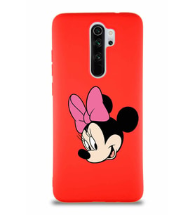 Xiaomi Redmi Note 8 Pro Soft Premier Kapak Minnie Mouse-B Tasarımlı Silikon Kılıf - Kırmızı (Şeffaf)