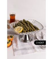 2'li Ayaklı Kare Cam Tabak, Sarma Dolma, Salata, Meyve ve Pasta Standı (Gümüş)