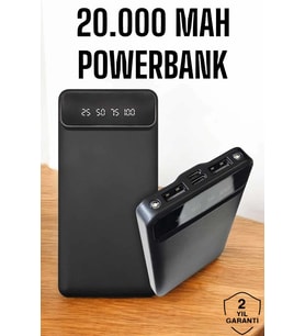 20.000 Mah Led Işıklı Lcd Ekran Usb Girişli Type-c Lightning Powerbank