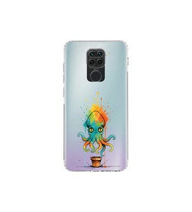 Redmi Note 9 ile uyumlu Splash ahtapot tasarımlı şeffaf silikon kılıf