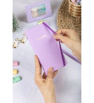 9x18 cm Sert Kapak Kareli Tarihsiz Dikişli Not Okul Defteri - Lila