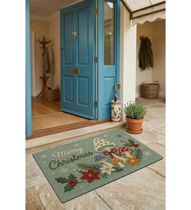 Valerine Life Kapı Önü Paspası 45x70cm iç Dış Mekan Yeni Yıl Ürünleri Noel Süsleri Noel Mantarları