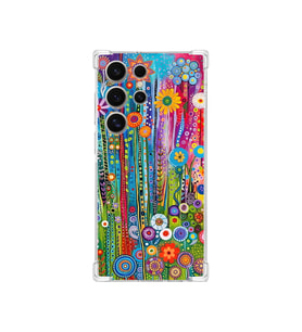 PrintiFy Samsung Galaxy S25 Ultra ile Uyumlu Düşlerin Dansı Serisi Folklorik Bahçe Tasarımlı Uv Baskılı Köşe Korumalı Antişok Kılıf