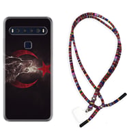 TCL 10L 10 Plus 10SE 20E 20SE 30 L7 Kılıf Boyun Asklı Rasta Silikon Kurt ve Ay Yıldız 1403