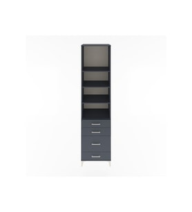 Hyperion Dolap 4 Raflı 4 Çekmeceli 60x44x243 Antrasit-Antrasit