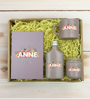 BK Gift Kişiye Özel İsimli DTF Anne Temalı Mat Gri Defter & Kahve Fincanı & Kolonya & Mum Hediye Seti-2, Anneye Hediye, Anneler Günü Hediyesi