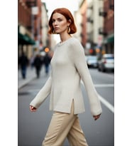 Kadın Regular Kalıp Sürdürülebilir Triko Kazak Reglan Kollu Peplum Detaylı Orta Kalınlıkta Günlük