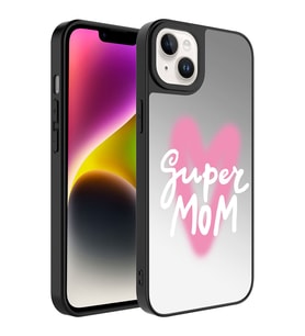 Apple iPhone 14 Plus Kılıf Aynalı Desenli Kamera Korumalı Parlak Zore Mirror Kılıf Süper Anne