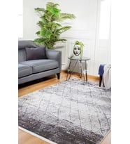 Dijital Kaymaz Yıkanabilir Antrasit Geometrik Salon Halısı Mutfak Halısı Koridor Halısı Yolluk HLN1424