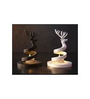 Özel Tasarım Geyik Tea Light Dekoratif Hediyelk Bioplastik Tealight Mumluk (Siyah)