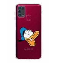 Samsung Galaxy M31  Kamera Korumalı Kapak Donald Duck Tasarımlı  Şeffaf  Kılıf