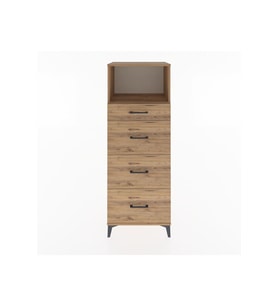 Hyperion Dolap Tek Raflı 4 Çekmeceli 60x44x163 Çam-Çam