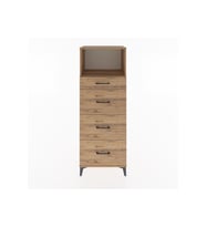 Hyperion Dolap Tek Raflı 4 Çekmeceli 60x44x163 Çam-Çam