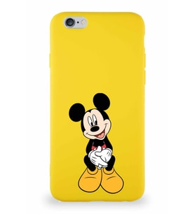 Apple iPhone 6S Soft Premier Kapak Mickey Mouse-A Tasarımlı Silikon Kılıf - Sarı (Şeffaf)