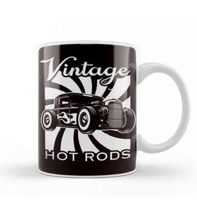 Vintage Hot Rods Classic Old American Cars Automobile Garage Kupa Bardak Porselen