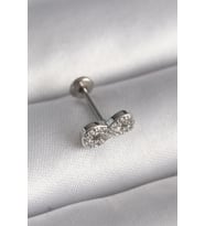 pilelistore 316L Çelik Gümüş Renk Zirkon Taşlı Sonsuzluk Model Tragus Piercing - TJ-PR1345