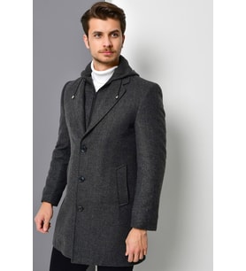 PLT8376 DEWBERRY ERKEK PALTO-DESENLİ ANTRASİT
