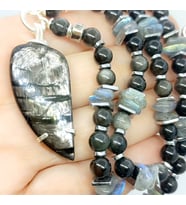 2223 Hypersthene gümüş Obsidyen Labradorit el yapımı kolye