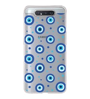 PrintiFy Samsung Galaxy A80 ile Uyumlu 1mm Slim Fit Nazar Boncuğu 1 Baskılı Şeffaf  Kılıf