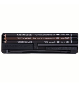 Cretacolor Charcoal Drawing Set Kömür Çizim Seti 8 Parça Metal Kutu (460 08) 