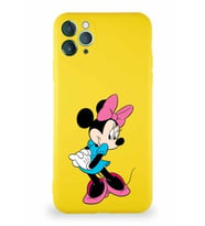 Apple iPhone 11 Pro Max Soft Premier Kapak Minnie Mouse-F Tasarımlı Silikon Kılıf - Sarı (Şeffaf)