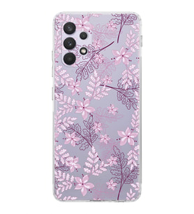 Samsung Galaxy A53  Kamera Korumalı  Kapak Floral Pudra Tasarımlı  Şeffaf Kılıf