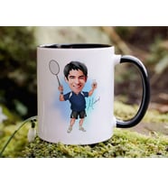 Bk Gift Kişiye Özel Badminton Karikatürlü Siyah Kupa Bardak-1, Sevgiliye Hediye, Arkadaşa Hediye
