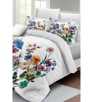 Çift Kişilik ( Lastikli Çarşaflı ) %100 Pamuk Saten Nevresim Takımı Flower Mix