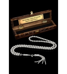 Sertifikalı 99luk Gümüş Tespih 5mm 32Gr Küre Kesim, Namaz Tesbihi (Gri)