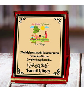 Okul Öncesi Öğretmeni Baskılı Plaket (1. Tasarım)  Kişiye Özel (Kırmızı)