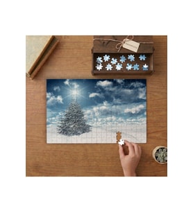 Karlı Çam Ağacı - Doğa - Manzara Tasarımı 240 parça Ahşap Puzzle Ahşap Kutuda MP02947