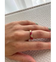 Kırmızı Mineli Çiçek Yüzük