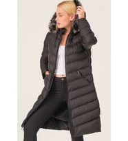 Dewberry Kadın %100 Polyester Kürklü Kapüşonlu Kaban Siyah Z6690 Katmanlı Kombin, Günlük Giyim, Şehir Stili