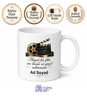 İsme Özel Film Arkadaşım Yazılı Kupa Bardak Hediye Özel Tasarım
