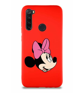 Xiaomi Redmi Note 8 Soft Premier Kapak Minnie Mouse-A Tasarımlı Silikon Kılıf - Kırmızı (Şeffaf)