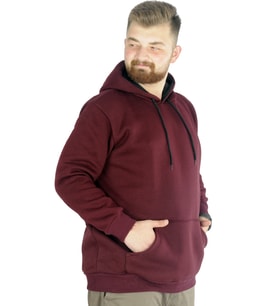 Mode XL Erkek Sweatshirt Kapşonlu Pocket Basic 20562 Mürdüm
