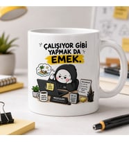 Çalışıyor Gibi Yapmak da Emek Komik Ofis Baskılı Seramik Kupa
